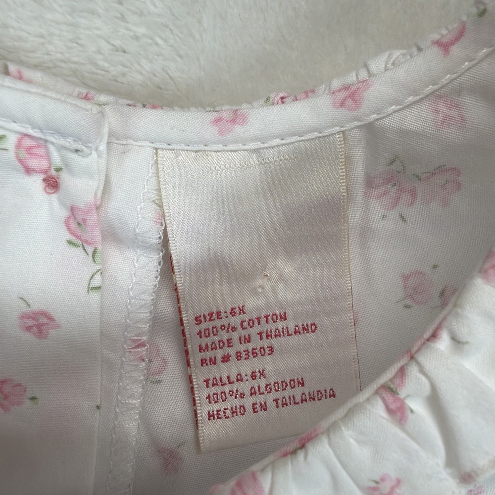 Laura Ashley Girls Floral Peplum Top 6X Pink White Ruffle NWT Cottagecore - Picture 3 of 10